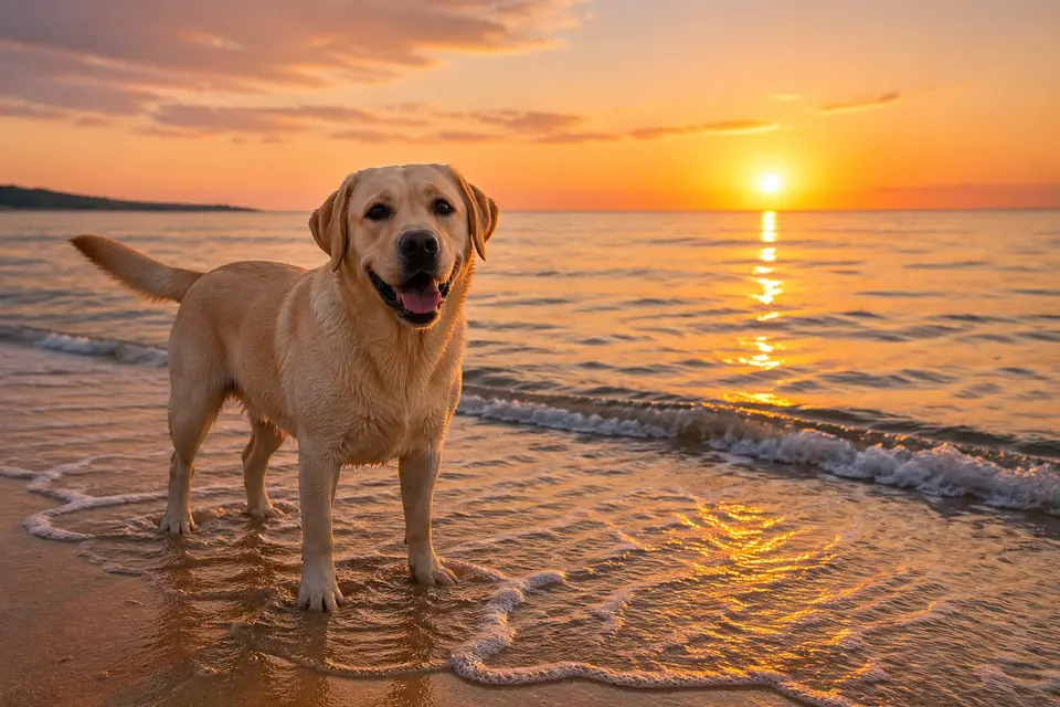 Hund am Strand auf Zypern