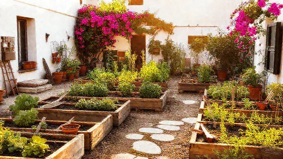 Volunteers working together outdoors in a Mediterranean landscape